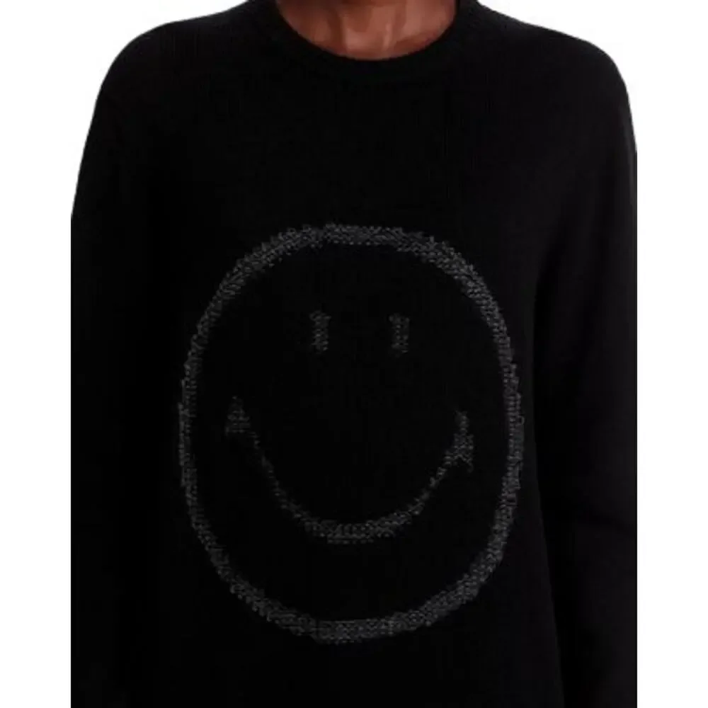 Joshua Sanders Women's Black Smile Knit Outline Sweater Size M NWT